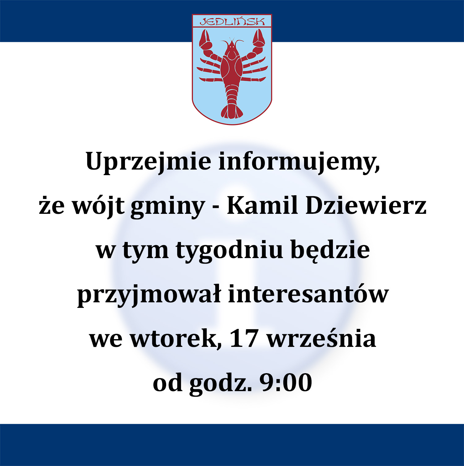 Wójt gminy będzie przyjmował od godz. 9:00