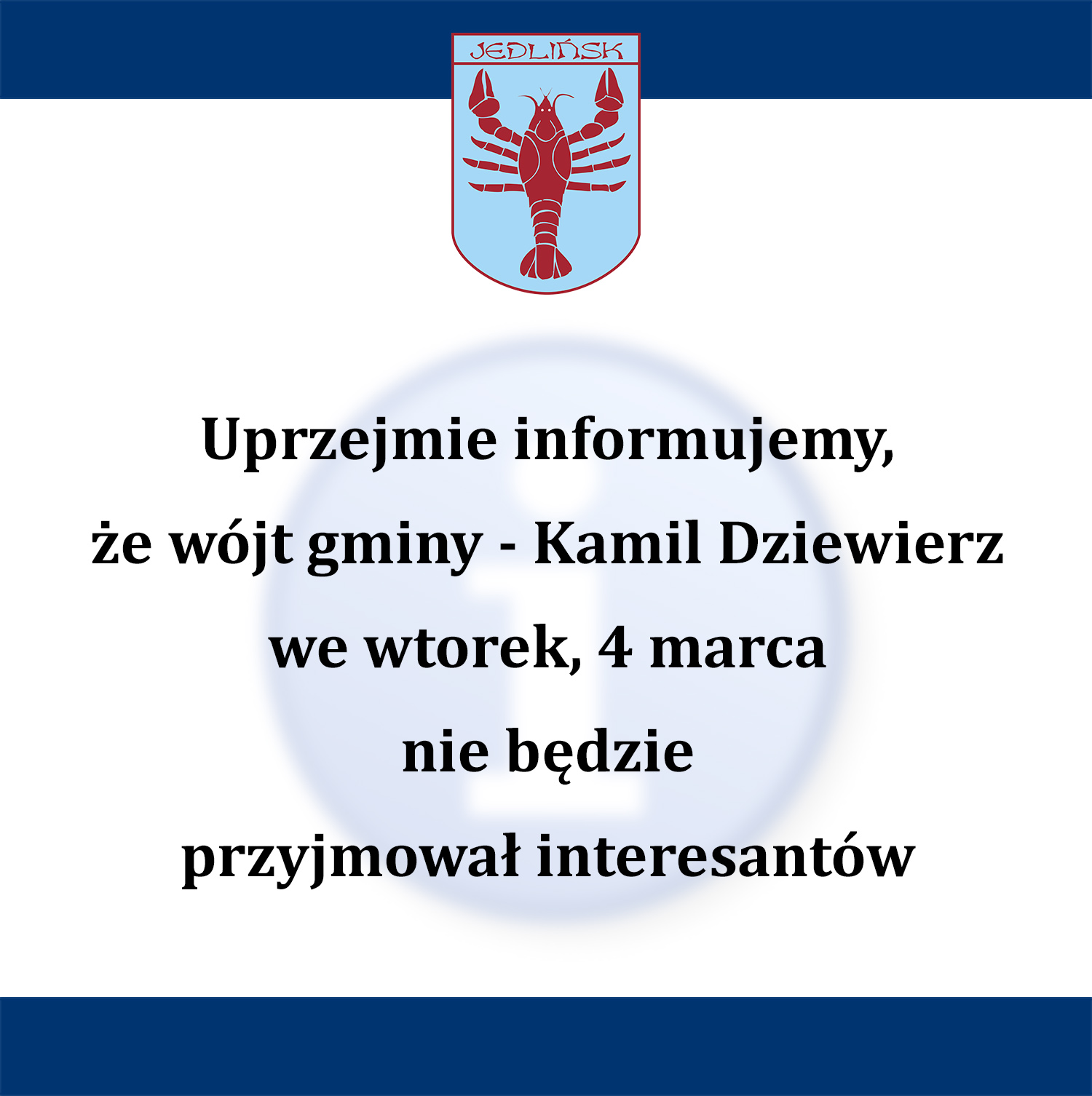 Wójt gminy nie będzie przyjmował interesantów